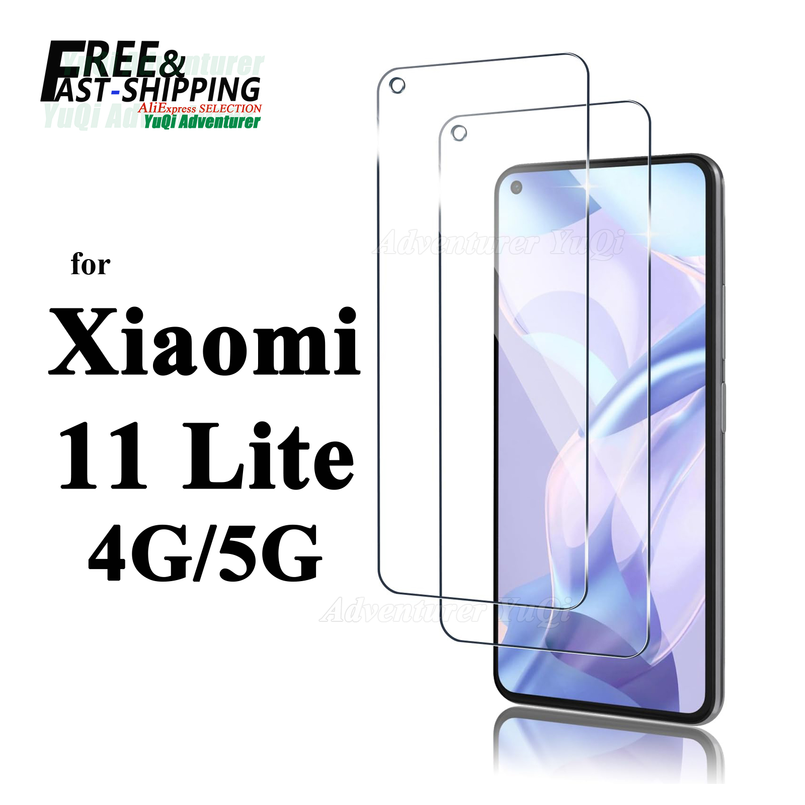 Screenprotector voor Xiaomi 11 Lite 4G 5G Gehard glas HD Kristal Hoog aluminium 9H Anti-kras behuizing Vriendelijk