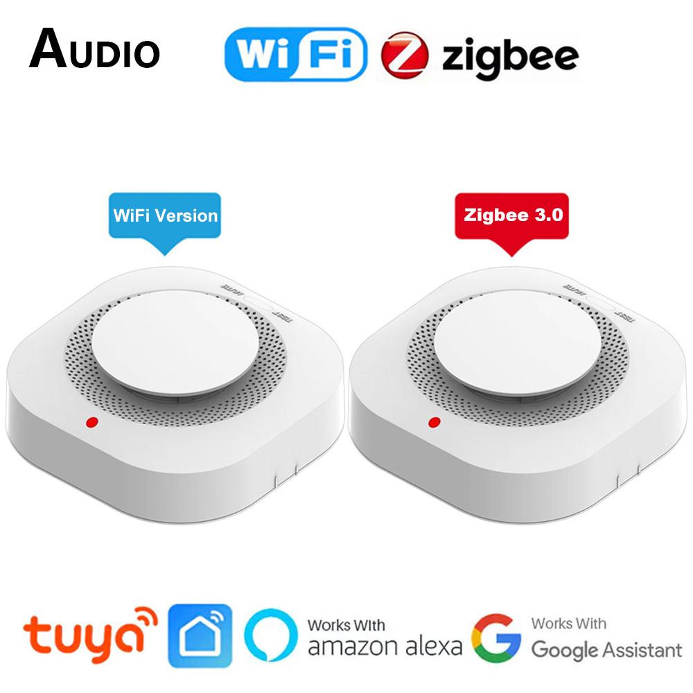 Tuya WiFi ZigBee Detector de humo inteligente Sensor de seguridad protección contra incendios alarma de humo para sistema de seguridad del hogar a través de la aplicación Smart Life