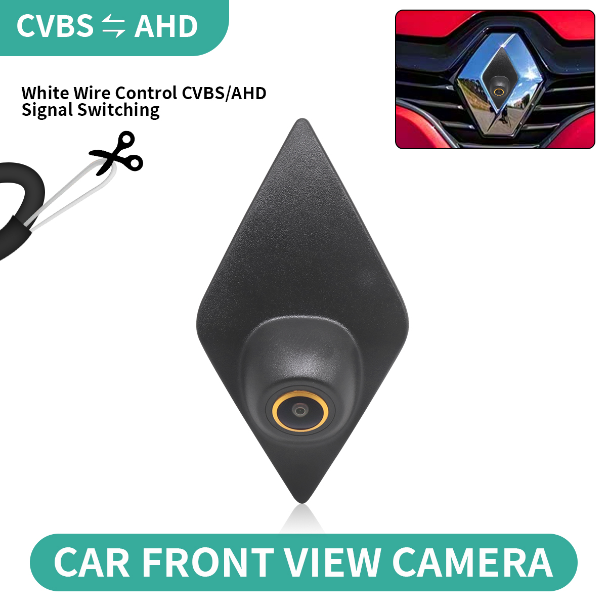 Cámara frontal CCD AHD para coche con logotipo para Renault Megane 2 Clio 4 RS Master 3 Kadjar Scenic Twingo Fluence Captur Trafic