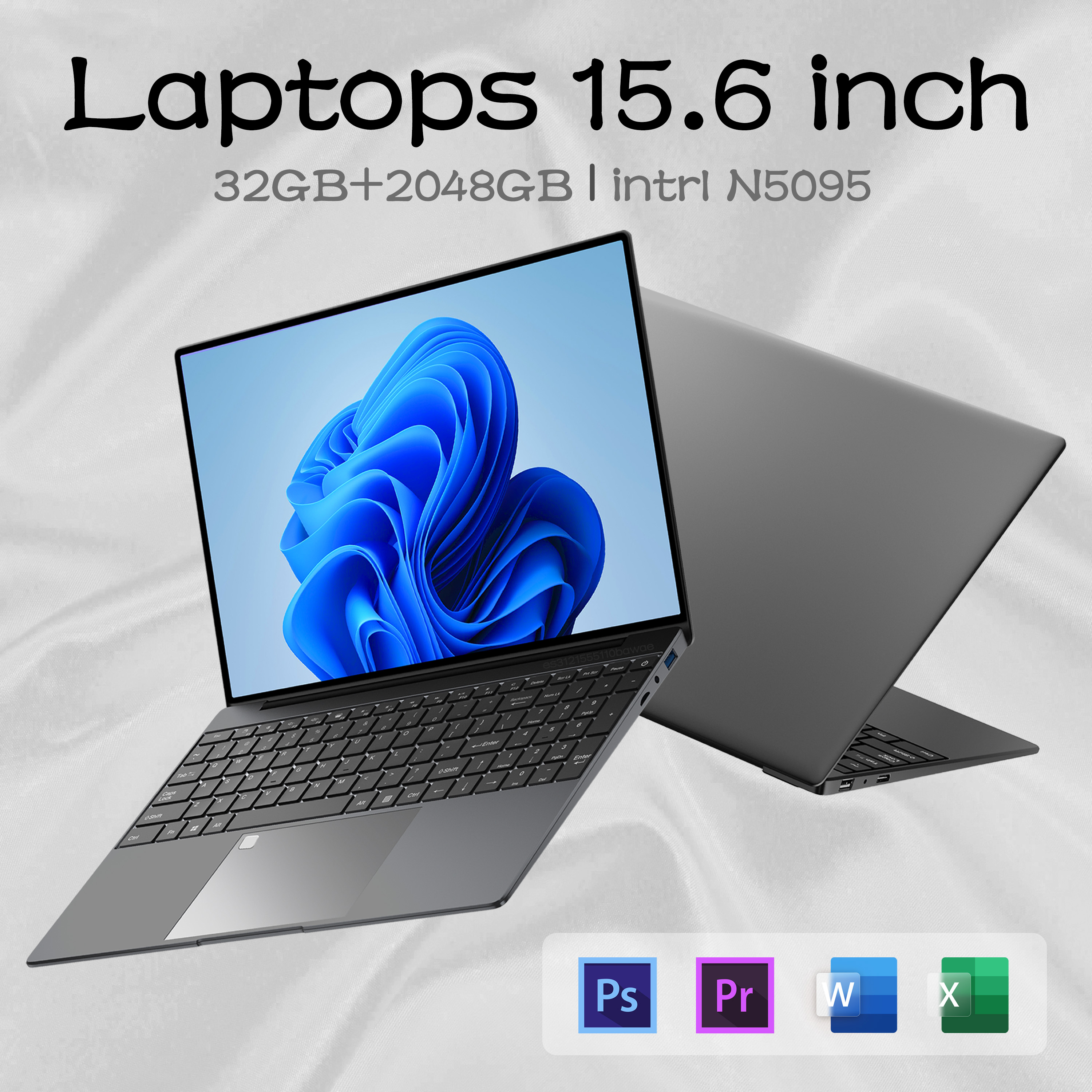 Nouvel ordinateur Portable 15.6 pouces, Windows 11 Pro N5095 1920x1080 32 go + 2048 go déverrouillage par empreinte digitale, clavier rétro-éclairé, ordinateur Portable de bureau