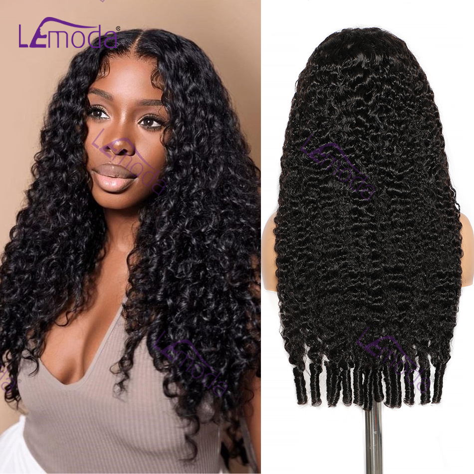 Lemoda Burmese Curly Wig Human Hair 13x6 Full Frotnal HD Прозрачный парик шнурка 200% Предварительно выщипанные 15A Парики из натуральных волос для женщин