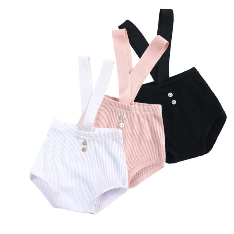 Pantaloncini estivi per bambini per 3-18M Bretelle in cotone solido Bambino Ragazzi Ragazze Vestiti Neonato Abiti a righe Pagliaccetto Tuta