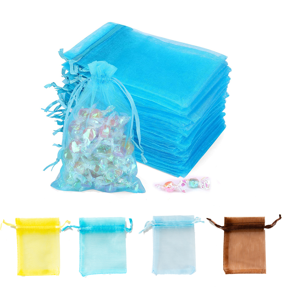 50 teile/los Organza Kordel zug Beutel für Hochzeit Weihnachten Süßigkeiten Geschenk Tasche Schmuck Veranstalter Verpackung Bulk Storage kleine Unternehmen