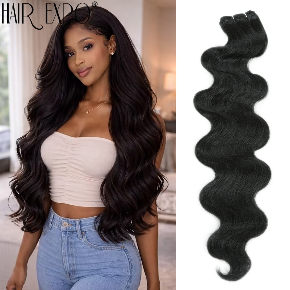Extensiones de Cabello Sintético Ondulado de 24 Pulgadas, Rubio Piano, Natural, Ombre, Cola de Caballo Gruesa, Tejido de Cabello Suelto y Profundo para Mujer