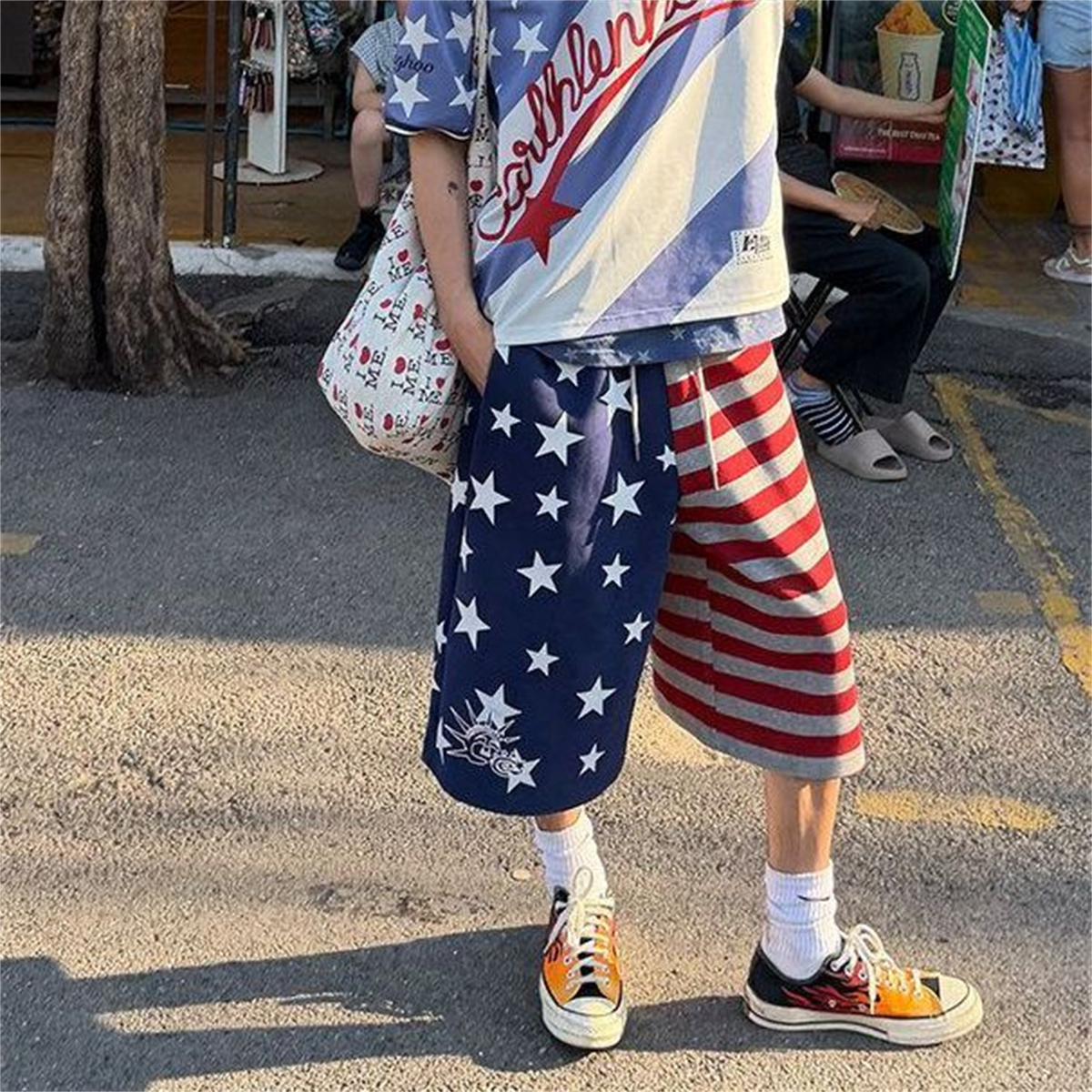 Męskie szorty z nadrukiem flagi narodowej, amerykańskie, angielskie, w paski, krótkie spodnie, streetwear, retro, letnie, codzienne, modne szorty.