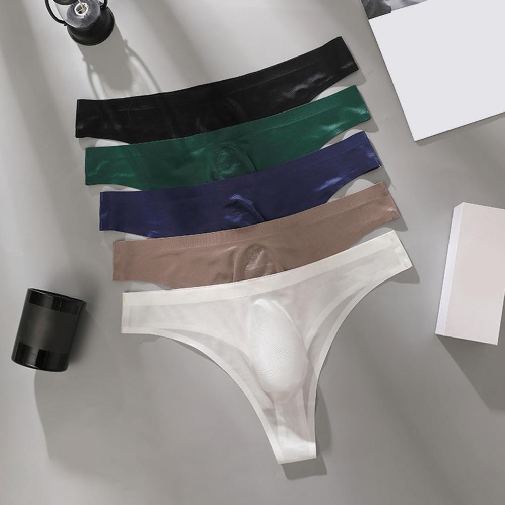 Herren-Slips mit Hoher Elastizität, Eng Anliegend, Buchstabendruck, Sexy Sport-Unterwäsche, Dünne Eisseide, Kühlend, Atmungsaktiv, Nahtlos