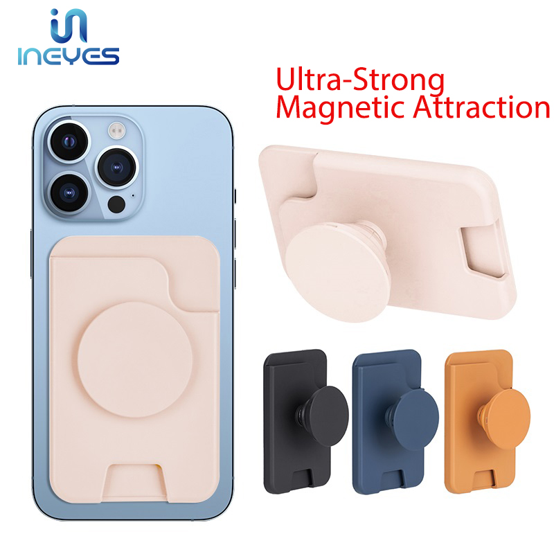 Suporte de bolsa de cartão magnético INEYES para carteira MagSafe, suporte de expansão de carteira de telefone magnético compatível com vários modelos de iPhone