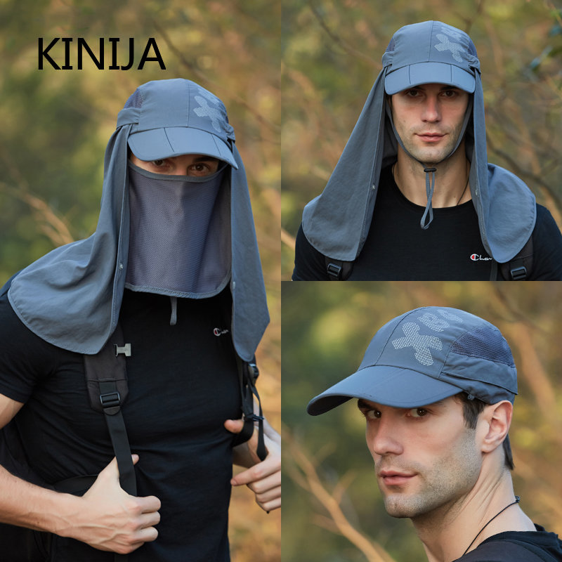 Pliable Séchage Rapide Etanche 360 °   Casquette de Baseball à visière pour hommes et femmes, Protection UV, châle, chapeaux de soleil, double usage, pêche, randonnée