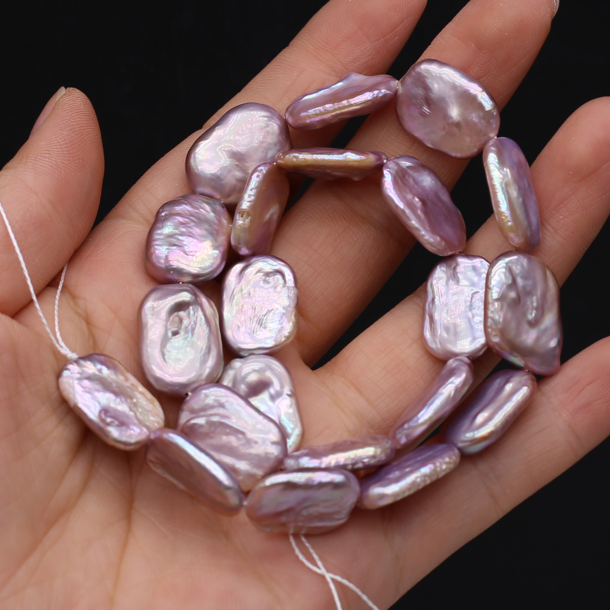 Fioletowa prostokątna naturalna słodkowodna perła barokowa 15x18mm luźna rozmieszczenie koralików tworzenia biżuterii naszyjnik kolczyki