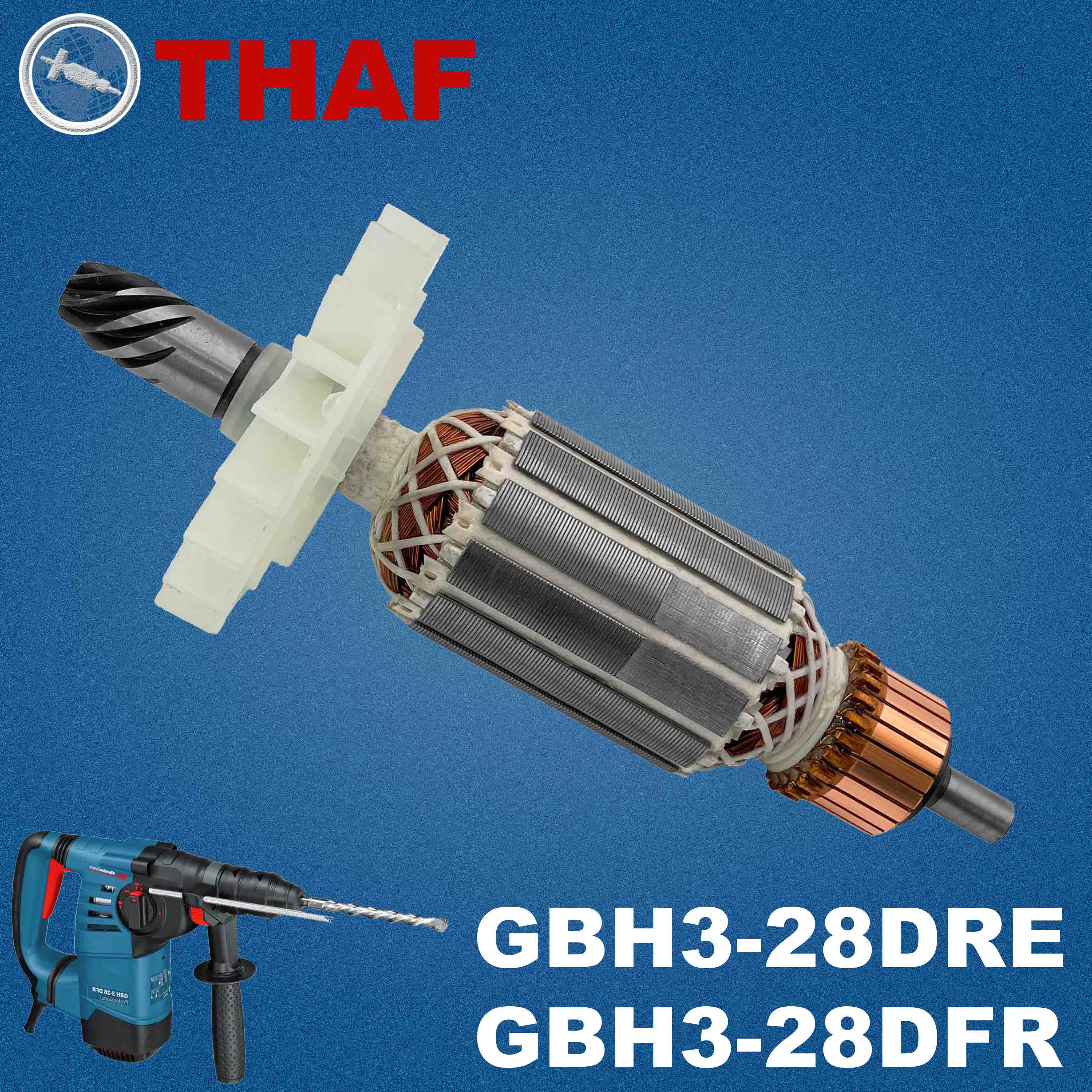 AC 220V 240V GBH3-28DRE GBH3-28DFR Armadura Rotor para BOSCH GBH4-28DFR GBH 3000 Martillo Perforador Repuestos Taladro percutor GBH 3-28 4-28 DRE DFR