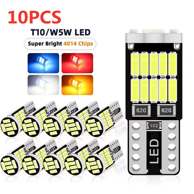 1/2/6/10pcs T10 W5W 194 501 Car Led Bulb Canbus No Error Car Interior Light T10 26 SMD 4014 Chip Pure White Instrument Lights B