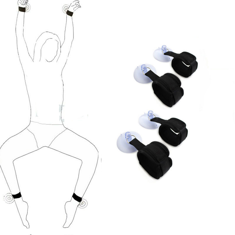 Shower Floor Suction Cup Sucker Handcuffs Wrist Ankle Cuffs Restraints Fantasy Game Roleplay BDSM Bondage Sex Toys for Couples