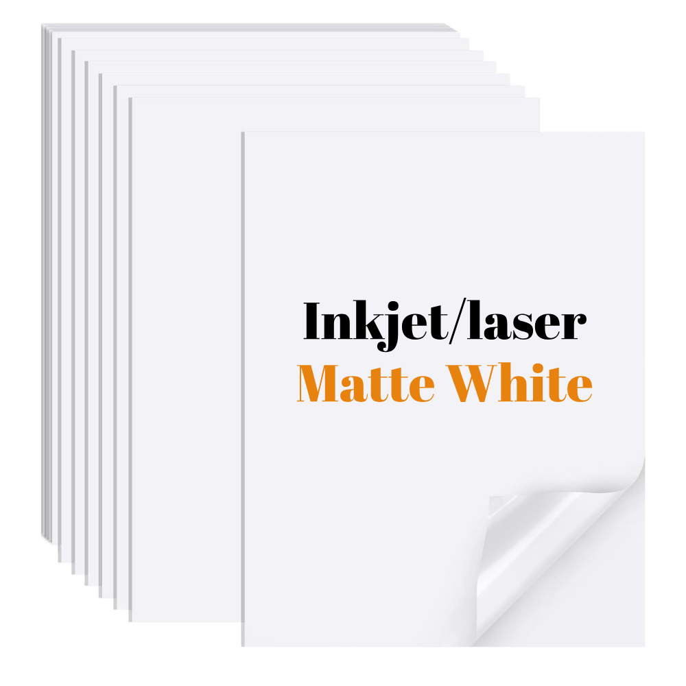 10/20/30/40/50 Sheets A4 Matte white Vinyl Sticker Paper for Inkjet and laser Printer Sticker Papers Waterproof & Tear-Resistant