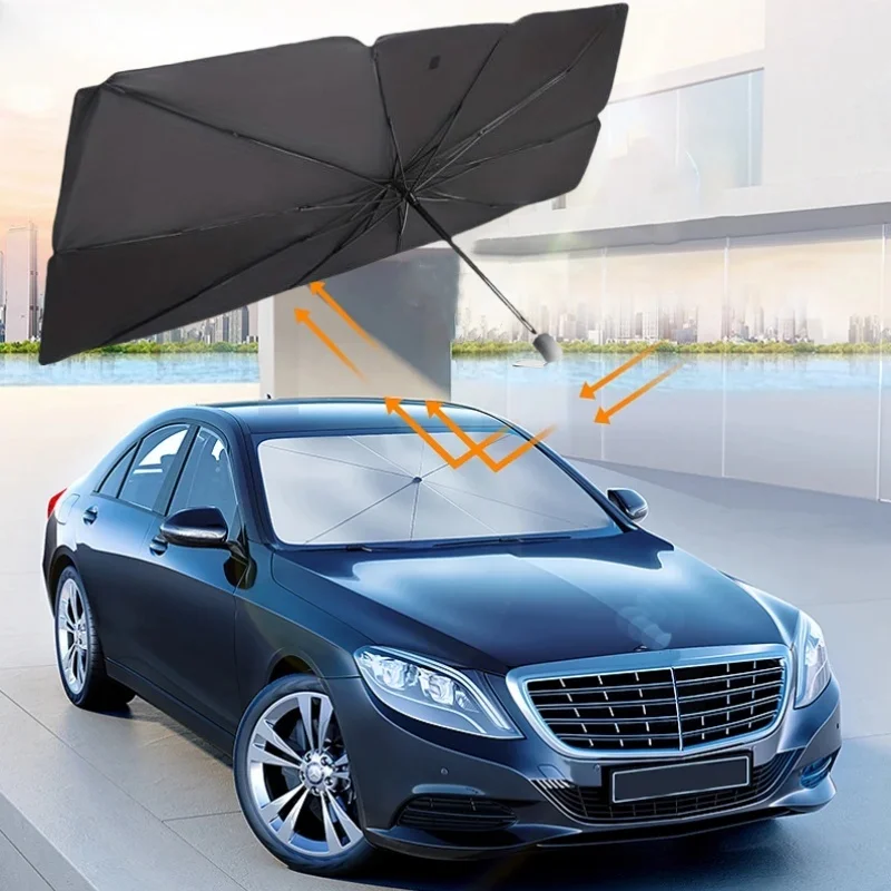 Parabrezza per auto Parasole Ombrello Pieghevole Parasole per auto Copertura per finestrino anteriore per blocco raggi UV e calore solare Ombrello per auto Nuovo