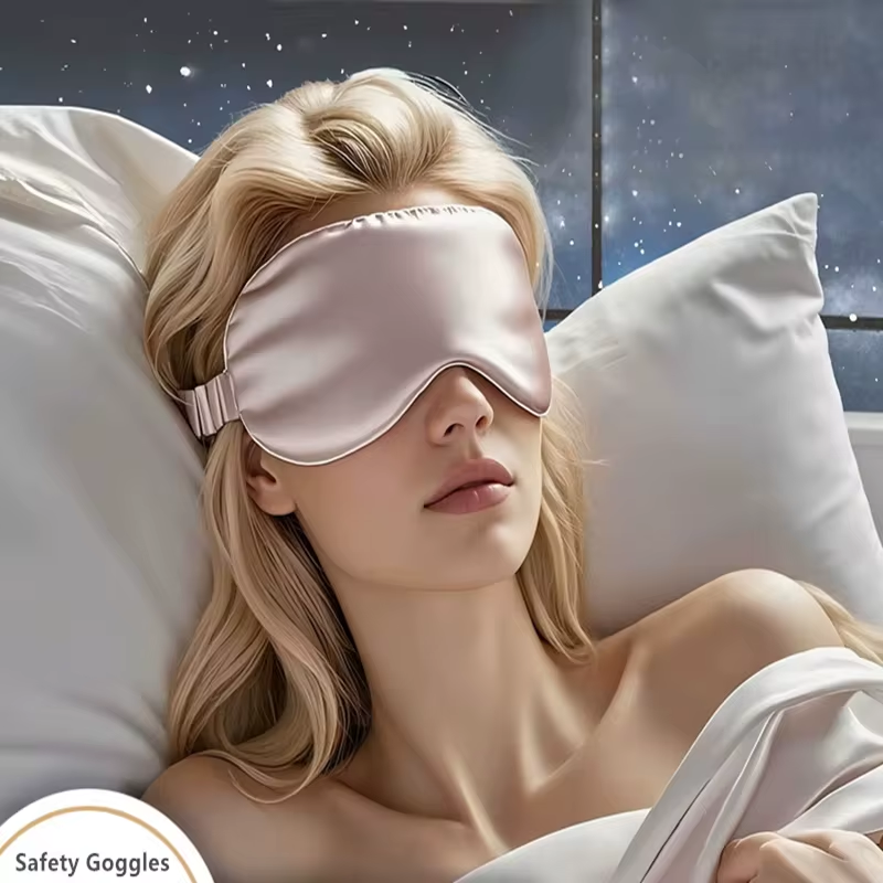 Penutup Mata Tidur Sutra Dua Sisi, Anti Cahaya, Bernapas, Masker Tidur Perjalanan, Pelindung Mata, Kacamata Pengaman