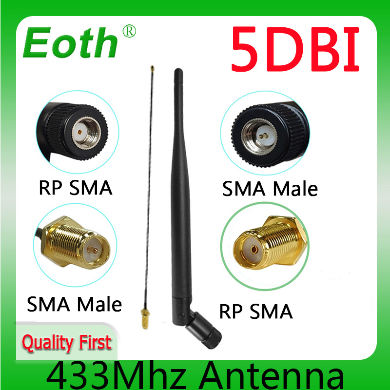 Eoth 433Mhz antena LORA 5dbi GSM 433 mhz conector de goma 433m Lorawan IOT SMA macho hembra cable de extensión Pigtail