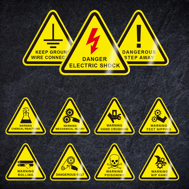 10 letreros de advertencia de seguridad de 50x50 mm, letreros de advertencia de seguridad para talleres de producción, letreros de advertencia de peligro