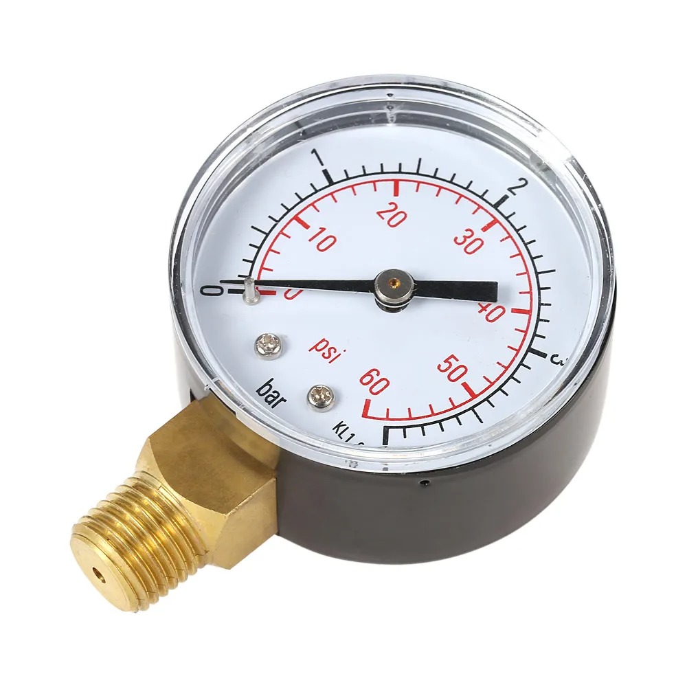 1/4 "NPT 나사 50mm 0 ~ 60psi 0 ~ 4bar 풀 필터 수압 다이얼 유압 압력 게이지 미터 압력계