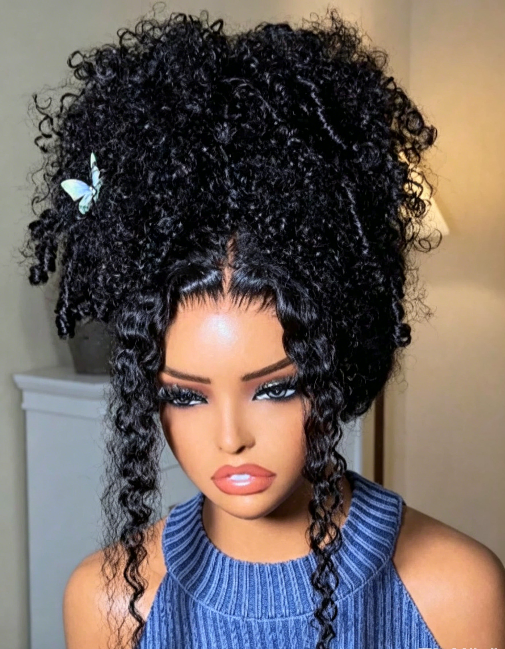 Smilegirl 230% Density Invisible Strap Deep Curly Wave 360 Full HD Glueless Wig 32 Inch Front Human Hair Wig Frontal Wig Wear and Go Daily Party Use