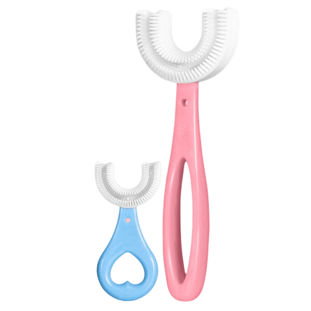 Escova de dentes para bebês, crianças, 360 graus, em forma de u, mordedores, silicone macio, escova de dentes para crianças, limpeza de cuidados bucais