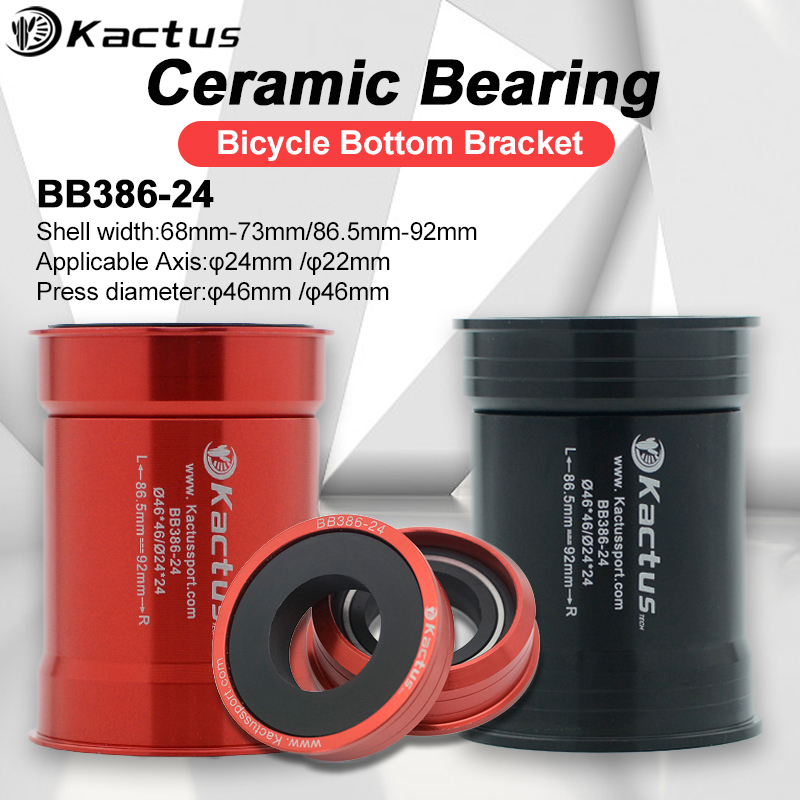 KACTUS Suport Rowerowy z Łożyskami Ceramicznymi BB386, Pasuje do Mechanizmów Korbowych Shimano SRAM GXP, Korba 24mm, Części Rowerowe