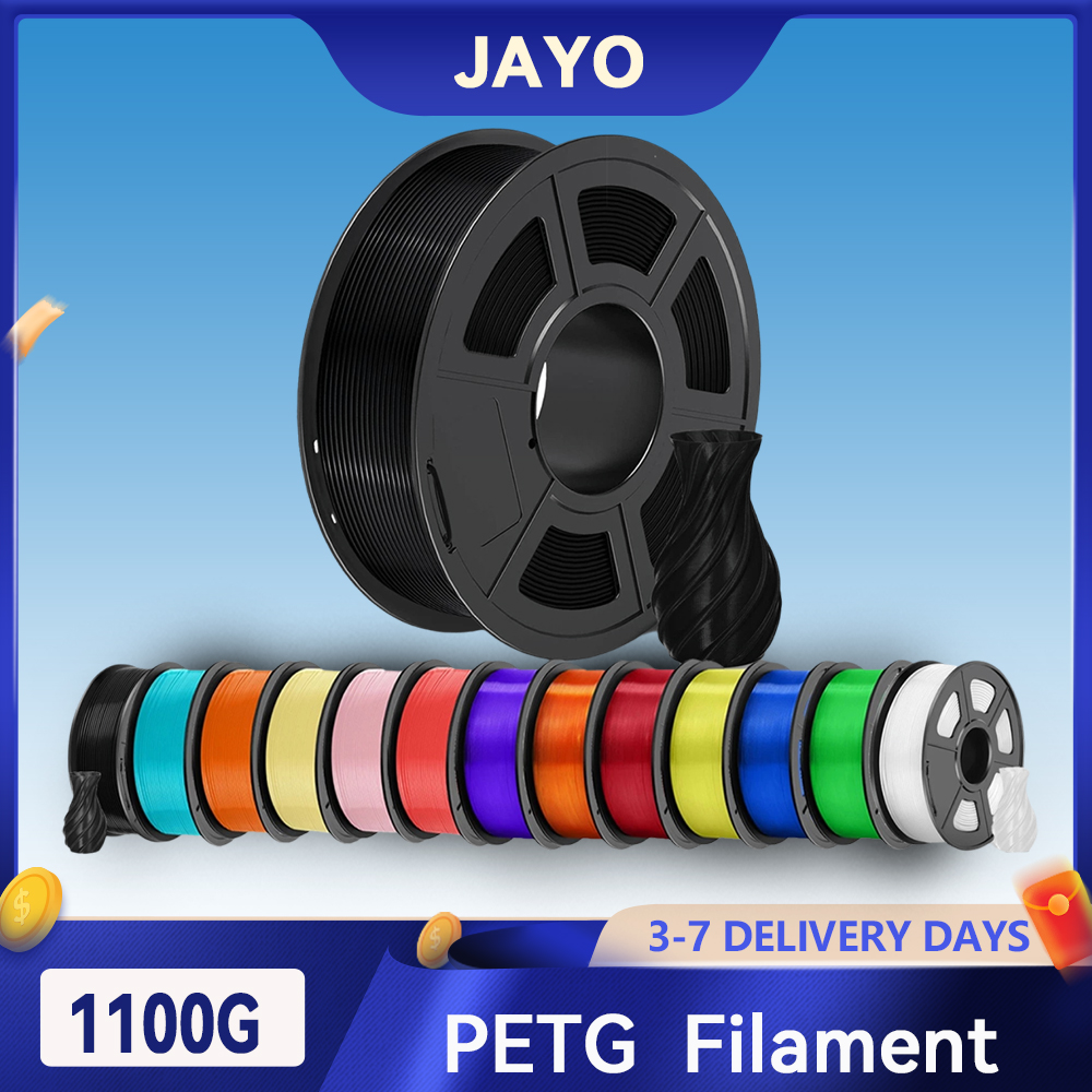 Jayo 3d petg filamento 1.75mm +/-0.02mm 1100g pla impressora filamento ordenadamente ferida material de impressão 3d para bambu fdm impressora 3d