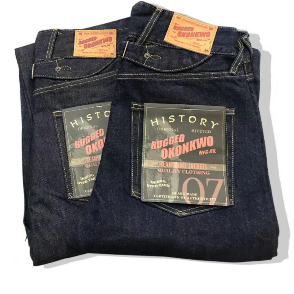 15,5 oz zware dikke primaire kleur rood oor rechte jeans Denning denim nep bindende broek