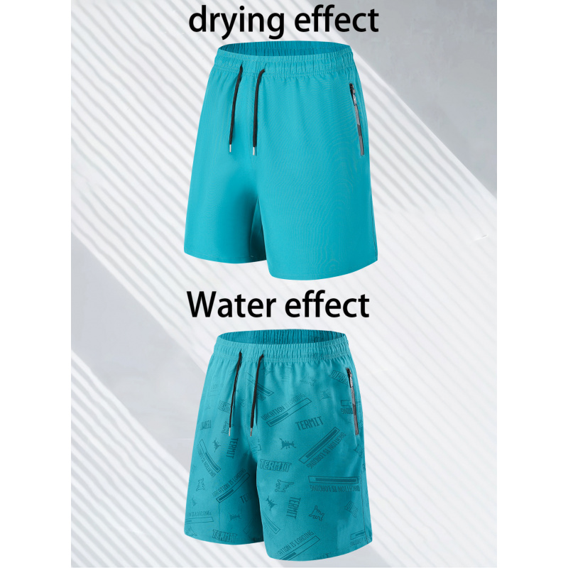 Heren snel drogende, kleurveranderende shorts met ritszakken, casual strand- en zwembroek, lichtgewicht en ademend, geschikt voor hardlopen