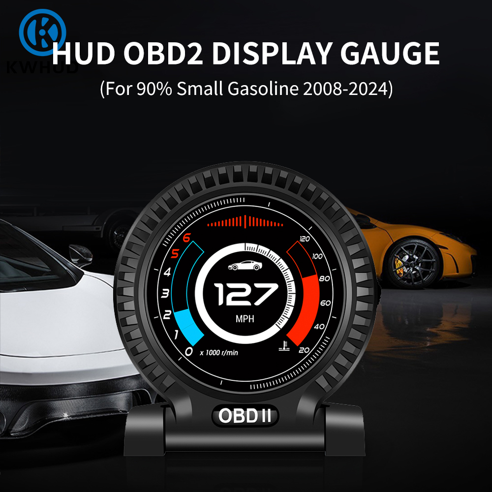 KWHUD compteur de vitesse voiture HUD affichage tête haute à bord ordinateur OBD2 affichage voiture compteur de vitesse numérique Tacho horloge compteurs de température d'huile jauges Turbo