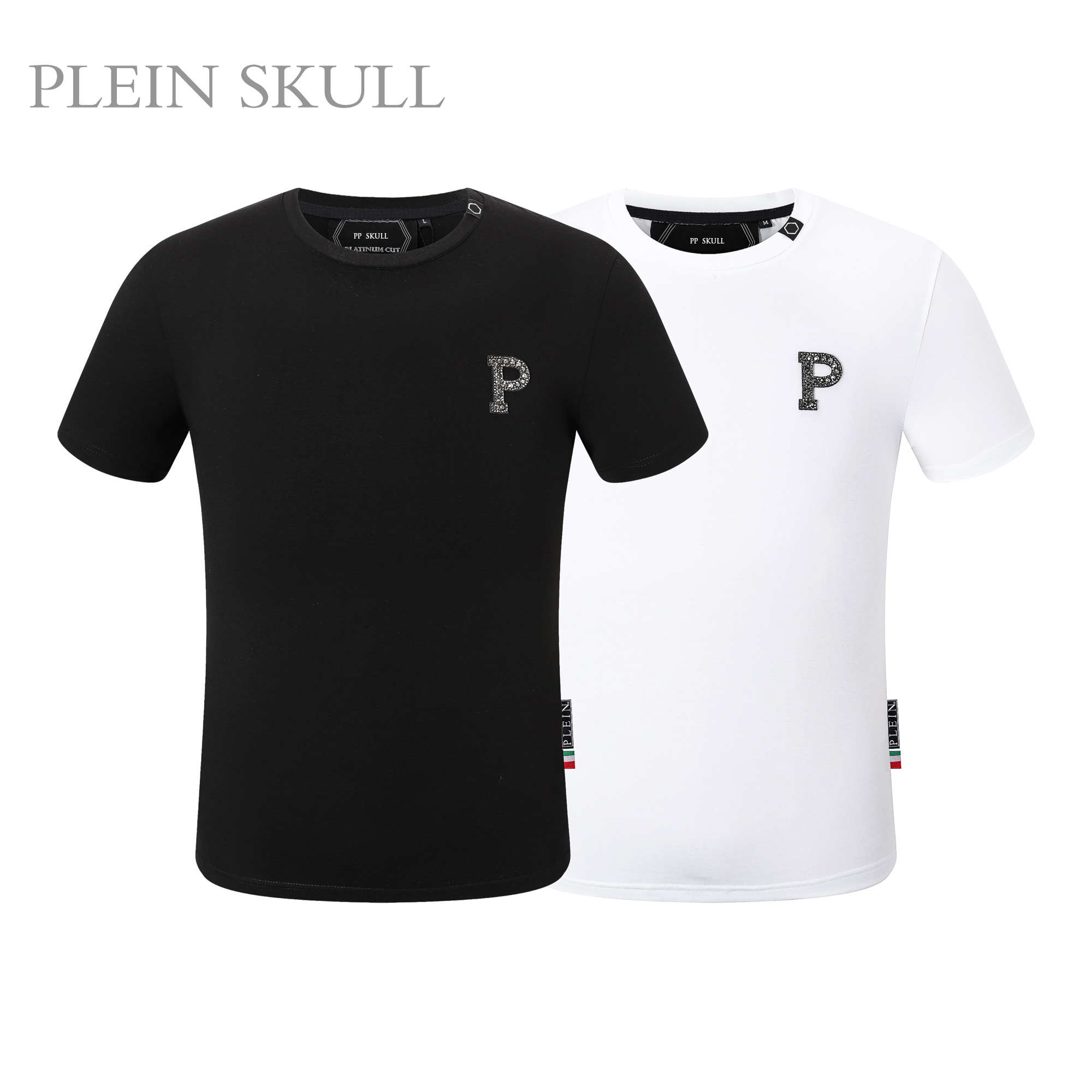 PLEIN SKULL ผู้ชายยืดแขนสั้นฤดูร้อนคลาสสิก Breathable High Street เสื้อยืดรอบคอธุรกิจเสื้อกีฬา