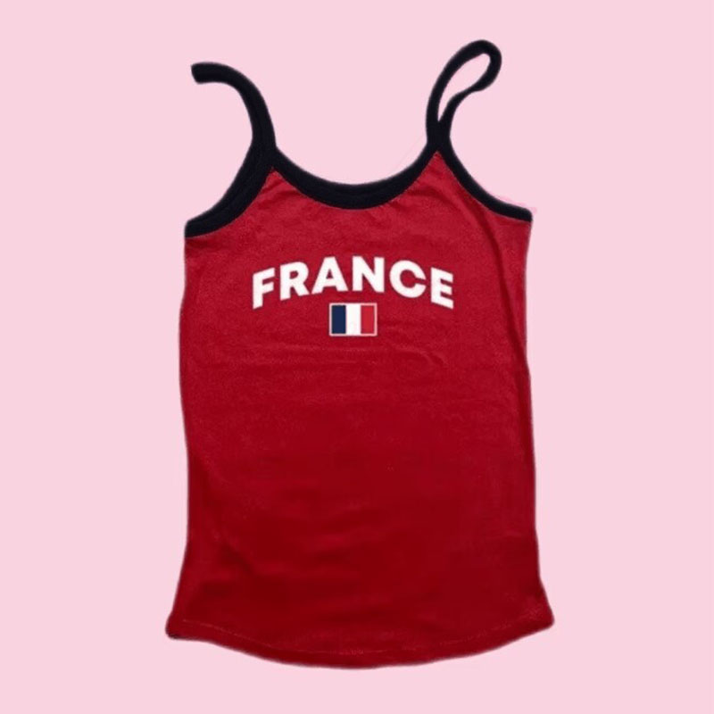 Y2k Kleidung 90er Jahre Emo Punk Frankreich Buchstaben Rotes Leibchen Crop Top Grunge Crop Top Vintage Gothic Damen Korsett Tank Top Baby T-Shirts