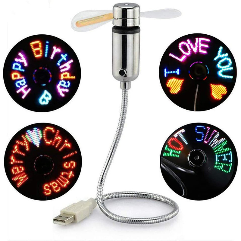 USB-вентилятор Программируемый с RGB-подсветкой, креативный LED-вентилятор «сделай сам» с гибкой ножкой, мини-USB-вентилятор для сообщений, ПК, ноутбука, настольных компьютеров