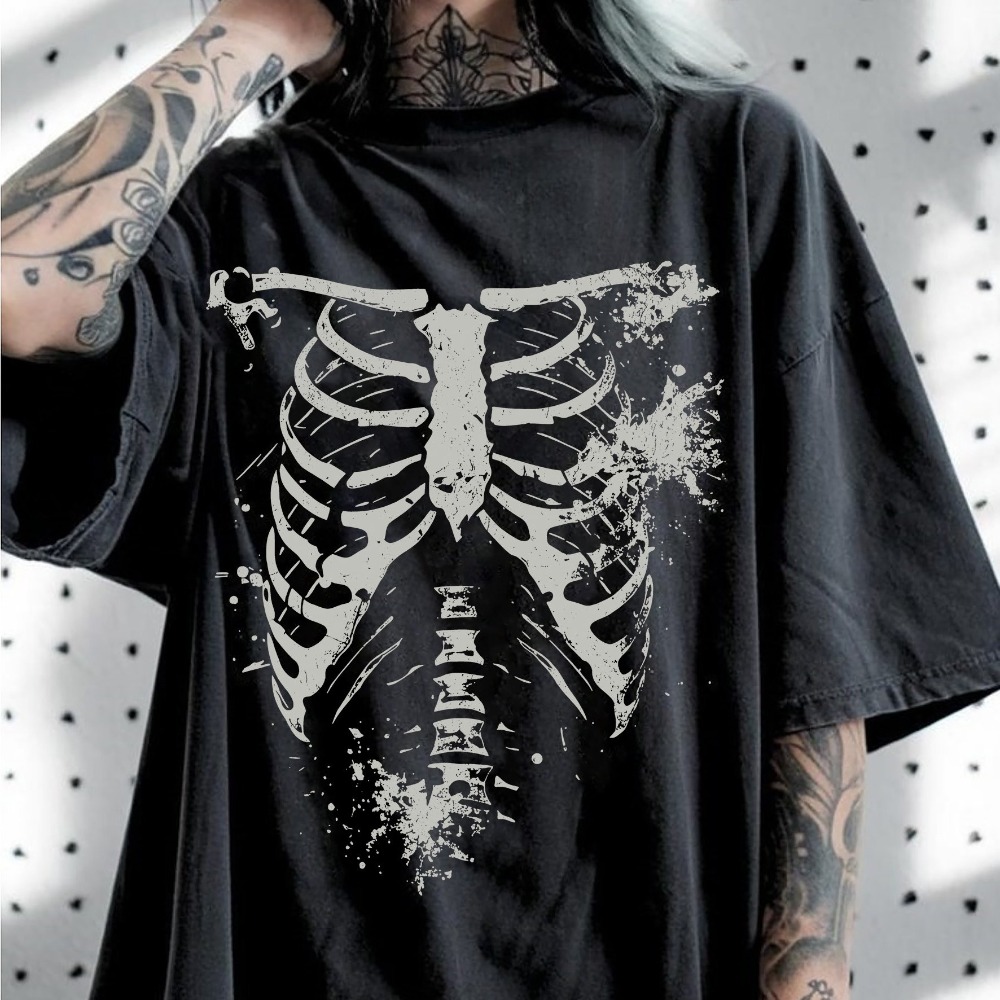 Donkere stijl schedelprint groot T-shirt Heren T-shirt Zomer nieuw item Geschikt voor zowel mannen als vrouwen Casual T-shirt