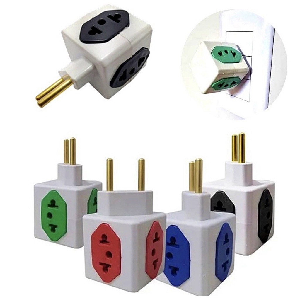 Adaptador Benjamin Em Cubo 4 Tomadas 10 Ampère Colorido