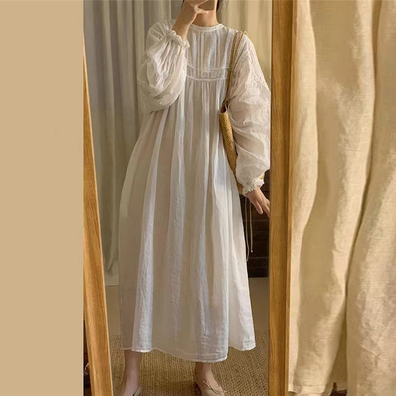 Johnature Ramie Accordeonplooien Losse Slouchy Jurk Dames Zomer Japanse Robe Zomerzonbescherming Nieuwe jurken