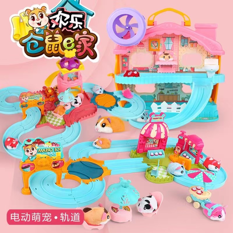 ままごとハムスターの家キッチンプレイセットアイスクリーム子供のおもちゃ電動マウスレーシングトラックゲーム子供のおもちゃ女の子のためのギフト