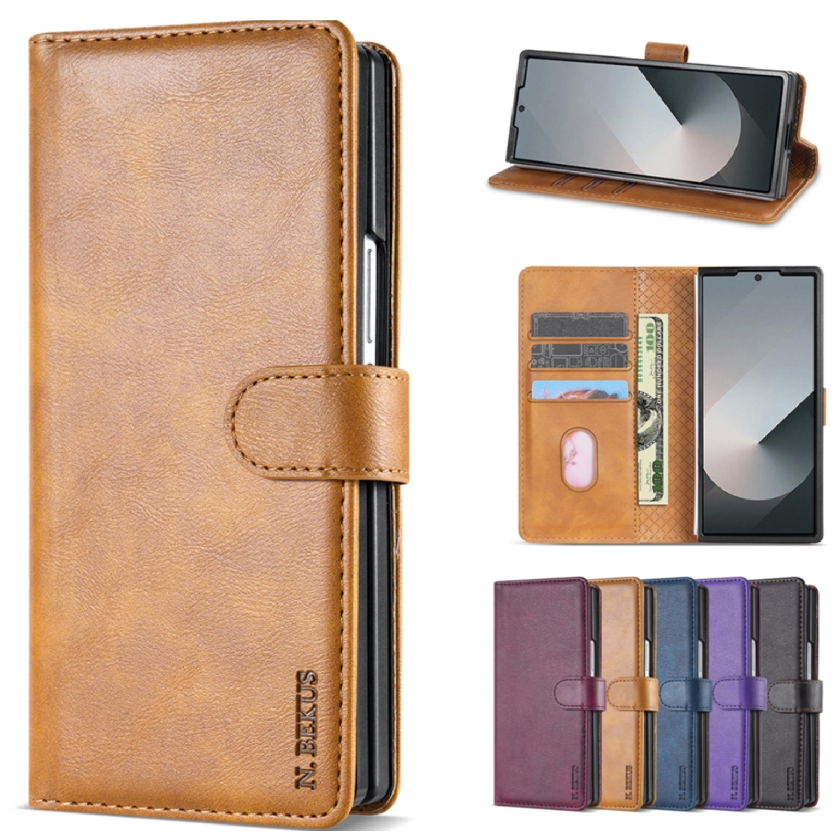 Flip Leather Wallet Case voor Samsung Galaxy Z Fold 8 Ultra 7 6 5 4 3 Magnetische Aantrekkelijke Kaarthouder Portemonnee Opvouwbare Cover Book Bag
