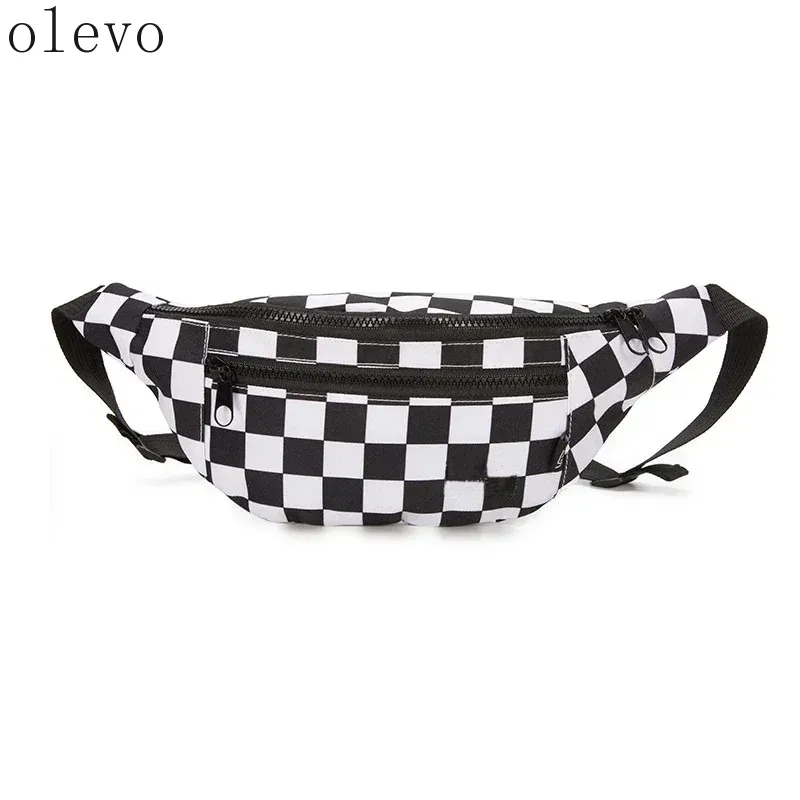 Bolso de Cintura de Lona a Cuadros para Mujer, Bolso de Pecho Moderno de Estilo Hip Hop, Bolsa para Teléfono Celular