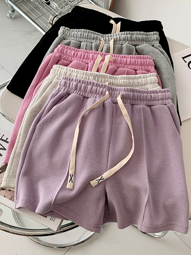 AOSSVIAO 2026 Shorts Femininos de Verão com Elasticidade, Estilo Coreano Doce para Meninas e Estudantes, Calças Cinza Simples Harajuku para Mulheres