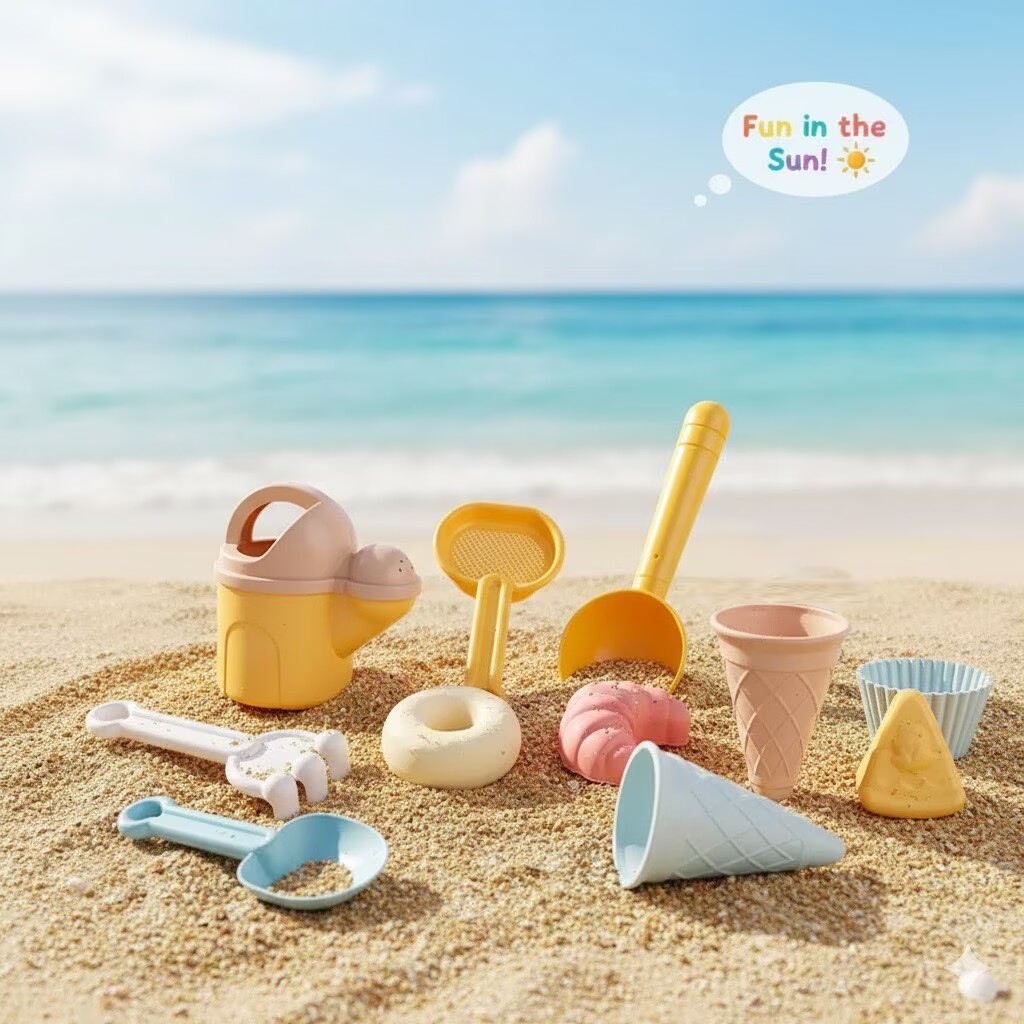 Set Mainan Pantai Anak-anak 11 Buah, Set Botol Air Jerami, Alat Penggali Pasir, Alat Penyiraman dan Penanaman, Mainan Luar Ruangan, Set Tas Selempang
