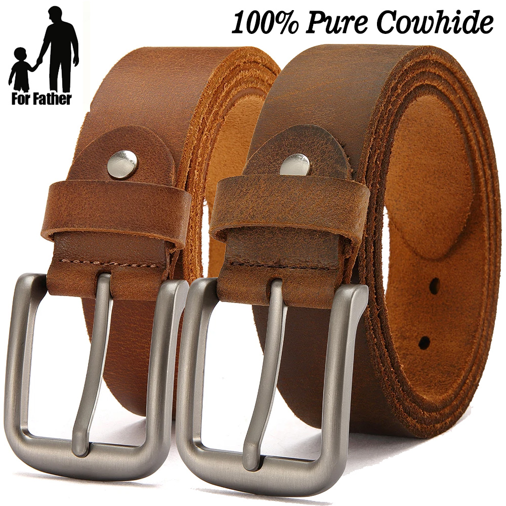 Cinto Masculino de Couro Genuíno de Luxo, Estilo Cowboy, Acessório de Moda Premium para Jeans
