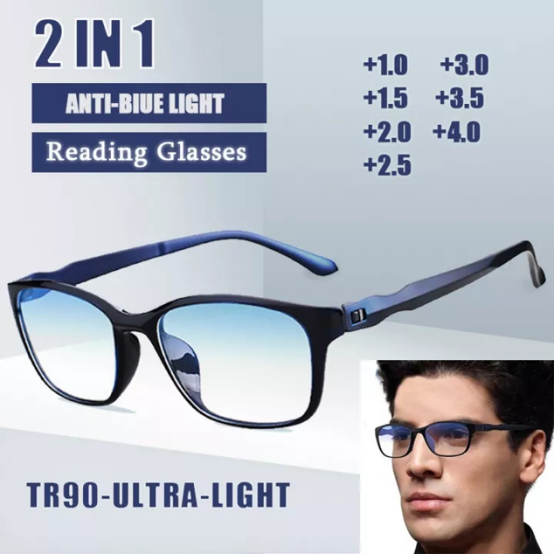 Fg novos óculos de leitura masculino anti azul presbiópico óculos antifadiga computador +0.0 +1.0 +1.5 +2.0 +2.5 +3.0 +3.5 +4.0