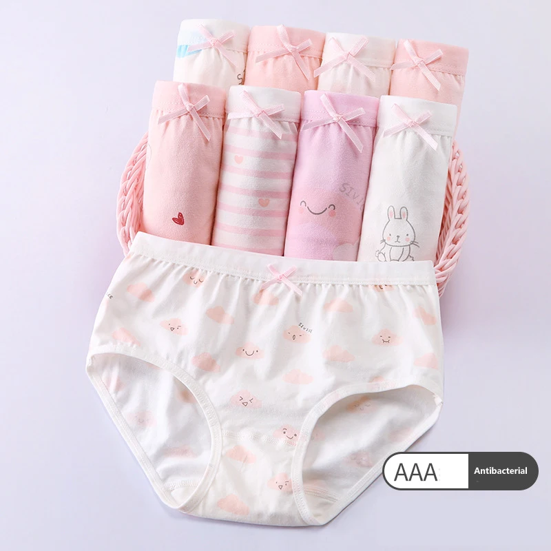 4 pçs/lote meninas roupa interior calcinha de algodão macio meninas adolescentes cuecas bebê menina crianças triângulo shorts 3-16 anos de idade