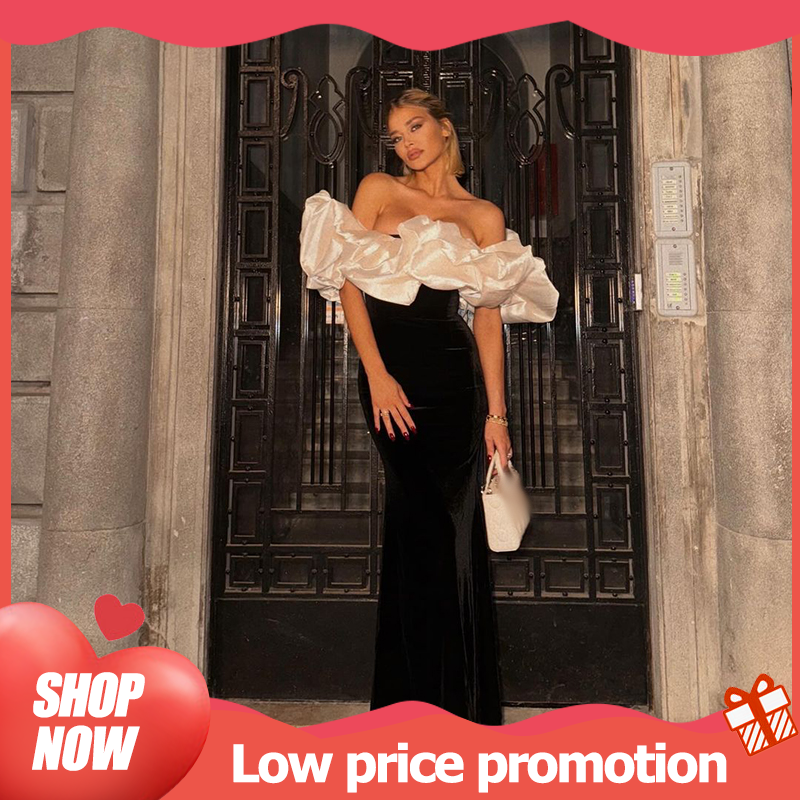 Fashion Backless Pleated Contrast Bodycon Women Dress Elegant One Shoulder Sleeveless Slim Fit Robe 2024 Lady Party Evening Gown