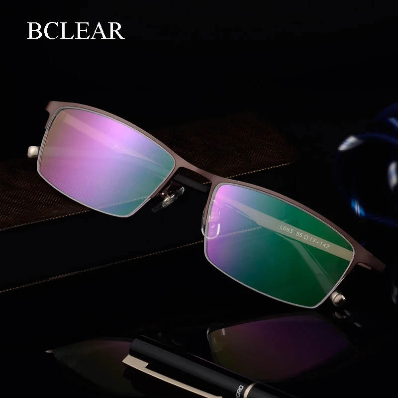 แว่นตา BCLEAR สำหรับนักธุรกิจ ดีไซน์หรูหรา ทำจากไทเทเนียม กรอบครึ่งกรอบ สไตล์เรโทร ทันสมัย คุณภาพสูง เลนส์น้ำหนักเบา