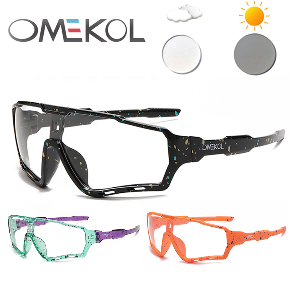 OMEKOL Marke Neue Photochrome Sport Radfahren Gläser Männer Frauen Outdoor Sonnenbrille Fahrrad Brillen MTB Baseball Sonnenbrille