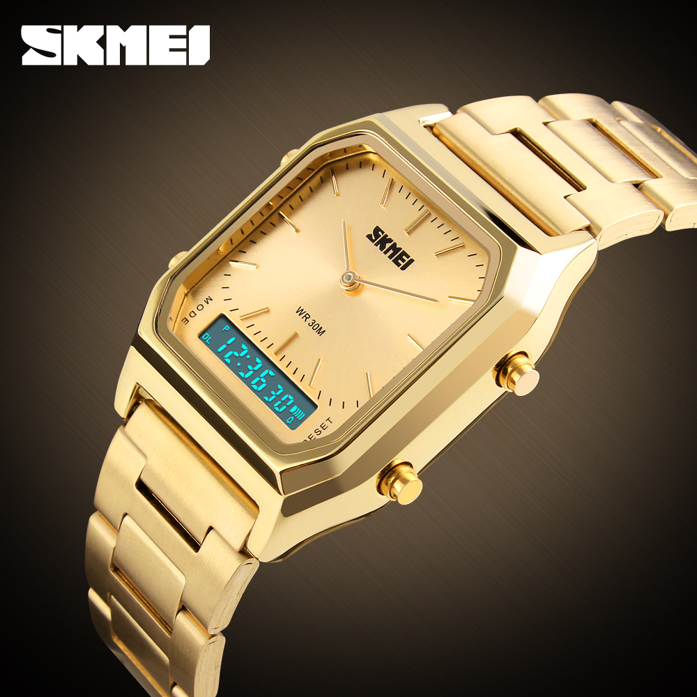 SKMEI 1220 reloj masculino moda Casual reloj hombres Digital doble horario deportes cronógrafo 3bar relojes de pulsera de cuarzo impermeables