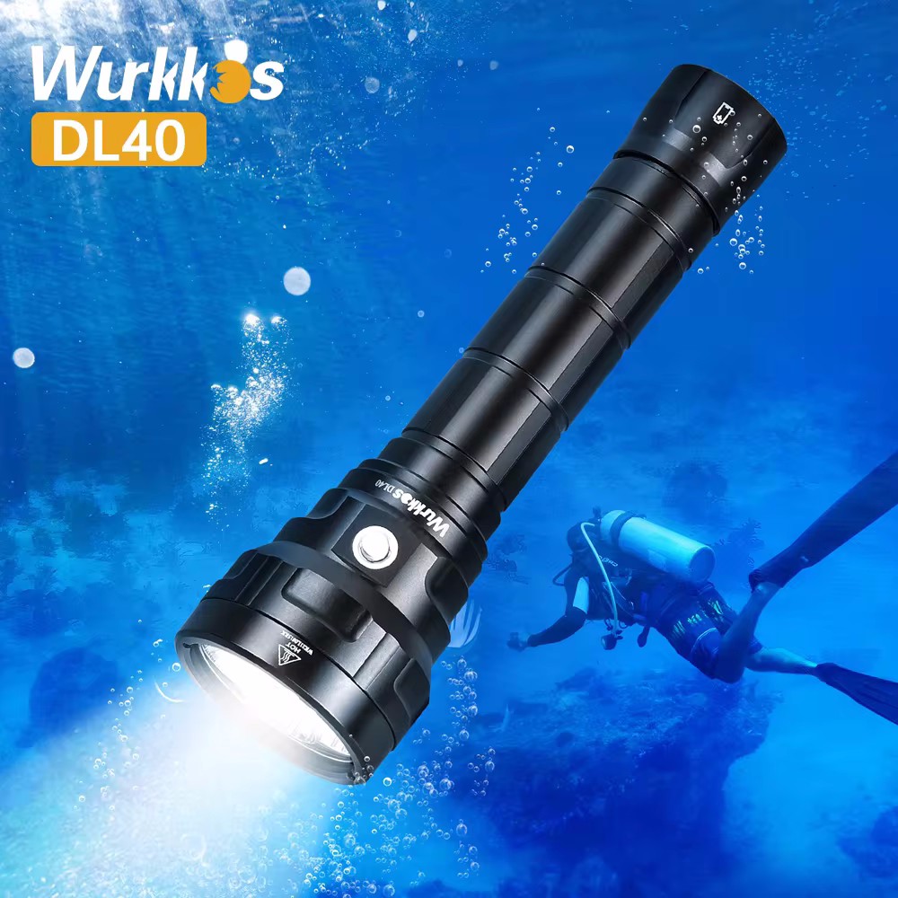 Wurkkos DL40 linterna de buceo brillante 5000lm luz de buceo con 4 * LH351D 90CRI 26650 IPX-8 luz de antorcha subacuática impermeable 5000K