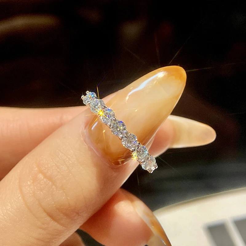 Pierścionek z prawdziwym moissanitem GRA 0.7ct, srebro próby 925, pierścionek zaręczynowy na co dzień dla kobiet, luksusowa biżuteria wysokiej jakości.