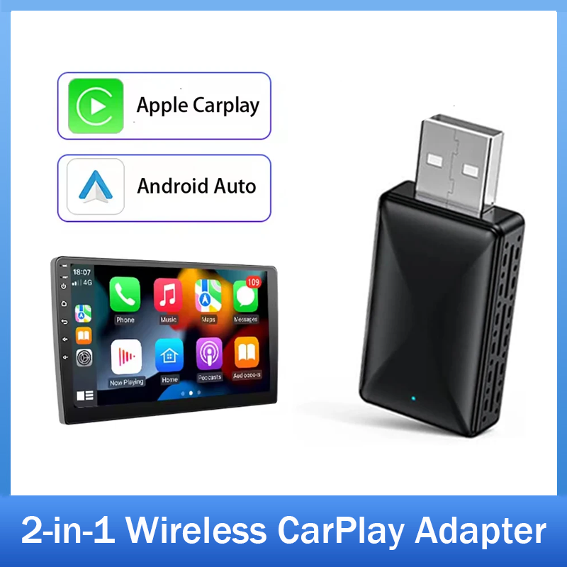 Adattatore 2in1 da Cablato a Wireless per CarPlay e Android Auto, Compatibile con Stereo Auto OEM, Plug and Play USB